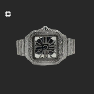 Montre à quartz pour homme, best-seller, style business, cadran carré en verre, acier inoxydable, 20 mm, classique, ton argent, cadran serti de moissanite, 41 mm - Product Image 3