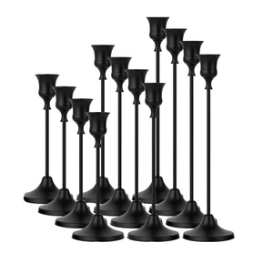 Support de bougie en métal noir, grand et moderne, pour bougies coniques, idéal pour le salon, la table à manger, la chambre, la décoration intérieure, centre de table - Product Image 1