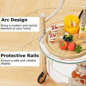 Carrello Bar a 3 Ripiani con Ruote e Mensole a Specchio per Cucina e Isola - Product Image 6