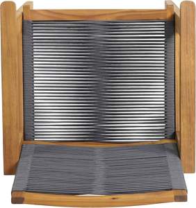 Ensemble table et 4 chaises, table ronde en teck avec corde tressée, pour usage extérieur. - Product Image 3