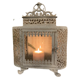 <b>Set</b> Of 2 Black Metal Decorative Hanging Candle <b>Lanterns</b> Vintage Style Iron & Clear Glass Tealight Holders For Indoor & Outdoor - Product Image 3