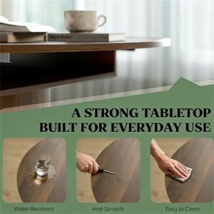 <b>Walnut</b> Wood Dining <b>Table</b> with Storage Rack for Kitchen Living Room or Small Coffee <b>Table</b> Use - Product Image 2