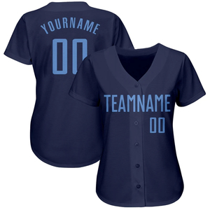 Custom Baseball Jersey Men's Navy Blue Short Sleeve Team Name Printed Moisture Wicking Regular Fit All Seasons - Product Image 2