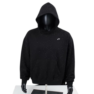 Sweat-shirts à strass minimalistes en molleton de coton, coupe oversize, style streetwear, design épuré, commande en gros, approvisionnement direct usine - Product Image 1
