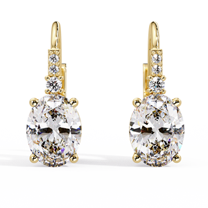 Pendientes Huggie Personalizados con Diamante Ovalado Cultivado en Laboratorio, Oro Puro de 14K, Pendientes Colgantes con Acento Redondo, Regalo de Aniversario, Joyería Fina - Product Image 1