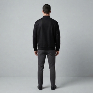 Chaqueta Bomber Minimalista Negra para Hombre, Chaqueta Casual con Cierre, Ropa Exterior de Moda Masculina, Chaqueta Personalizada al por Mayor, OEM ODM, Ropa Urbana - Product Image 2