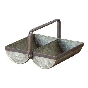 Maceta de mesa galvanizada Diseño de doble forma Antiguo rústico con agarre de mano Maceta colgante - Product Image 1