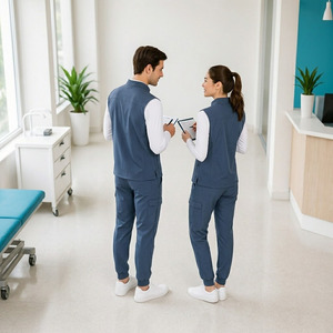 Combinaison médicale unisexe à col en V, respirante, résistante aux plis, en polyester, viscose et élasthanne, uniforme pour médecins et infirmières - Product Image 2