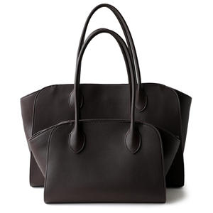 Genuine Leather Tote Bag Solid Color Minimalist Style Zipper Closure <b>Large</b> Capacity <b>Handbag</b> for Women Daily Use All Seasons - Product Image 4