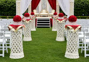 Exquisite Diamond Carved Wedding Mandap Indian Wedding Ivory Mandap Decoration Imperial Ivory Crystal Wedding Fiber Mandap USA - Product Image 3