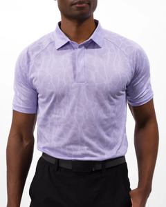 Custom <b>Men's</b> Light Purple Geometric Print Short Sleeve for Shirt Quick Dry Knitted Fabric Anti-Wrinkle Smart Casual Style - Product Image 1