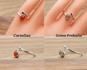 Wholesale 925 Sterling Silver Natural Gemstone <b>Adjustable</b> Open Band Spiral <b>Ring</b> Handmade Minimalist Jewelry for Women - Product Image 5