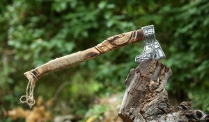 Handmade Viking Axe High Carbon Steel <b>Head</b> with Hardwood Handle With <b>Wrapped</b> Hatchet Hand Forged Industrial & DIY Grade - Product Image 2