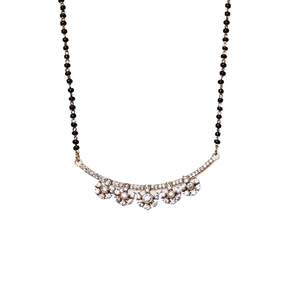 Collier Mangalsutra en Diamant avec Chaîne de Perles Noires, Cadeau pour Femme, Fait Main, Bijoux Minimalistes Tendance pour Elle, Vente en Gros - Product Image 1