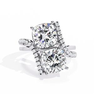 Anillo Toi Et Moi con Moissanita Brillante de Corte Redondo de 6MM, Plata 925 con Baño de Rodio, Regalo para Mujer para Ocasiones Especiales - Product Image 4