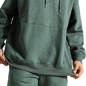 Custom Mens Breathable Quick-Dry Cotton Hoodie & Short Set Plus Size Solid Color Wholesale Casual Wear - Product Image 6