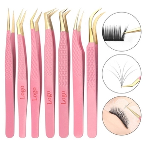 Pince à épiler professionnelle rose en acier inoxydable pour extensions de cils, haute précision, antistatique, applicateur pour cils volumineux - Product Image 2