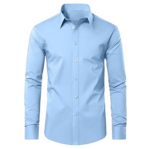 Camisa de Vestir Gris Claro para Hombre, Corte Entallado, Manga Larga, con Botones, Formal, Informal de Negocios, para Oficina, Boda, Fiesta, Clásica y Elegante - Product Image 3