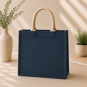 Navy Blue Cotton Canvas Tote Bag Minimalist Leaf Print Simple Living High <b>Thinking</b> Twisted Rope Handles Everyday Carry - Product Image 6