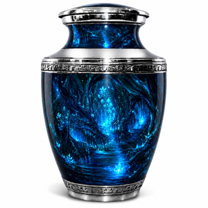 Urne funéraire Galaxie Céleste avec motif nébuleuse éclatante, design champ stellaire profond et élégants accents gravés en argent - Product Image 3