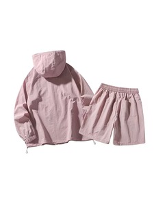 Unisex Pink Windbreaker Hooded <b>Jacket</b> Sets Two Piece Custom Windbreaker Shorts and <b>Jackets</b> Tracksuit Reflective Nylon Two Piece - Product Image 2