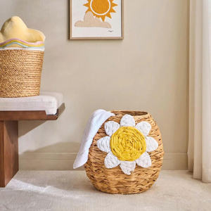 Bright Water Hyacinth Daisy <b>Basket</b> Decorative Storage <b>Basket</b> For Gift <b>Display</b>, Home Decor And Styling - Product Image 2