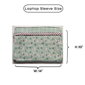 Funda Ecológica para Portátil de Algodón Acolchado con Estampado Floral Hecho a Mano en Jaipur, Cierre de Cremallera y Múltiples Bolsillos para Uso Diario - Product Image 6