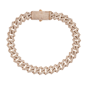 Men's Rhodium Plated Chain <b>Bracelet</b> Round Brilliant Cut <b>Crystal</b> Micro Insert Hiphop Style Alloy Jewelry Geometric Pattern - Product Image 3