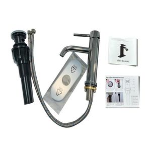 Rubinetto per lavabo bagno in acciaio inox spazzolato, monocomando cromato T10 - Product Image 2