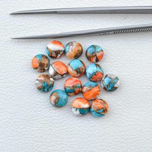 Auténtica ostra natural turquesa 9mm cabujón redondo naranja turquesa gemas tamaño personalizado piedras preciosas sueltas a precio razonable - Product Image 1