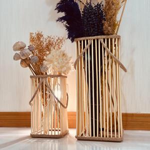 Vase de sol en bambou artisanal de qualité supérieure, décoration bohème et rustique, 15x10 pouces, lot de 2, fournisseur OEM Vietnam - Product Image 3