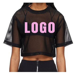 Camiseta corta de malla para mujer, nueva, versátil, transpirable, tejida, para primavera/verano. - Product Image 3