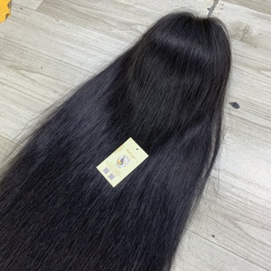 Cabello Humano Vietnamita al por Mayor con Nudos Pequeños, Cierre de Encaje sin Pegamento, Cabello Vietnamita Virgen Negro Natural, Peluca con Cierre HD Suizo 5x5 - Product Image 5