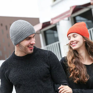 High Quality Jacquard Winter <b>Satin</b> <b>Lined</b> Acrylic Beanie <b>Hats</b> Custom Logo Embroidery Knitted Blank Beanies - Product Image 3