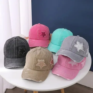 Casquette de baseball en jean délavé avec broderie à la main, style sportif, toutes saisons, casquette snapback unisexe pour adultes - Product Image 2