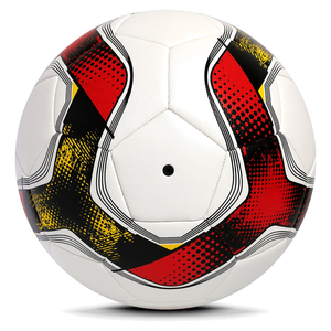 Ballon de football d'entraînement blanc, rouge, noir, jaune, durable, gonflé, emballé, 0,4-0,45 kg - Product Image 2
