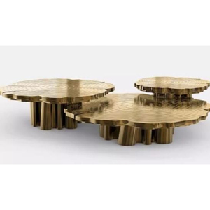 Tables basses de luxe pour salon, hôtel, maison, de qualité supérieure, en métal, plaquées or, aspect élégant - Product Image 1