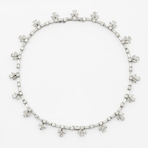 Collar de Oro Sólido de 14K con Diamantes Cultivados en Laboratorio de Corte Múltiple de 30.00CT, Engastados en Puntas, Convertible 2 en 1, Certificado IGI, Joyería Fina de Lujo - Product Image 1