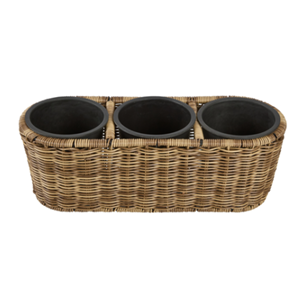 Large Rattan 3-Room <b>Tree</b> Planter with <b>Plastic</b> Insert, Boho Chic Garden Flower Pot Wholesale Vietnam Handcrafted Indoor Home - Product Image 3