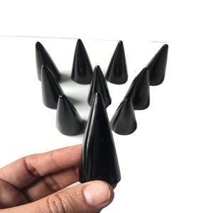 Natural Black <b>Obsidian</b> Feng Shui Carved Pencil Ring Holder | Crystal Ring Cone Stand | Gemstone <b>Jewelry</b> Display - Product Image 2