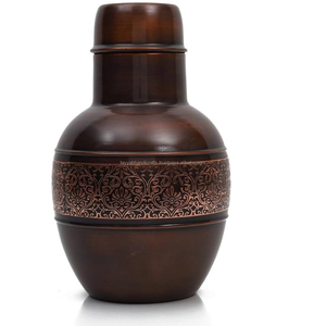<b>Copper</b> <b>Bottle</b> at Unique Style Etching Designer Metal <b>Copper</b> <b>Water</b> <b>Bottle</b> With Advance Leak - Product Image 2