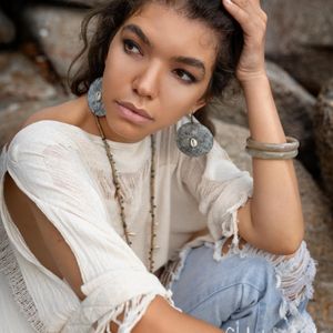 Poncho de Algodón Crudo para Mujer, Talla Grande, Túnica Orgánica Estilo Boho, Ropa Nómada Gitana para Festivales, Yoga y Eventos Festivos - Product Image 4