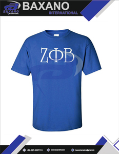 Camiseta de la Hermandad Zeta Phi Beta, Azul Rey, Algodón, con Letras Griegas ZΦB, Ropa de Hermandad Universitaria, Personalizable con Cualquier Logotipo - Product Image 4