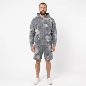 Custom <b>Men's</b> Pullover <b>Hoodie</b> <b>And</b> <b>Shorts</b> <b>Set</b> Brushed Fleece Two Piece Casual Outfit With Applique Branding Elastic Waist - Product Image 5