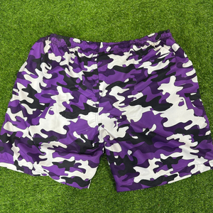Men's Purple Camouflage Print Quick Dry Board <b>Shorts</b> With Pockets Drawstring Waist Casual Style - Product Image 5