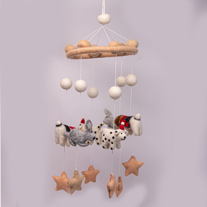 Móvil de Cuna para Bebé Hecho a Mano con Fieltro de Aguja, Juguete Colgante Ecológico de Fieltro de Lana con Animales y Estrellas para Decoración de Techo de Cuarto de Bebé y Recién Nacidos - Product Image 2