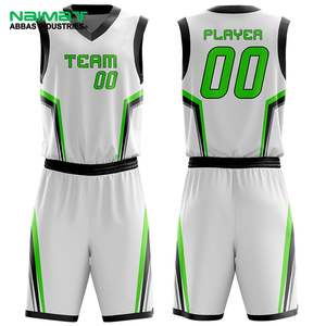 Ensemble de maillot et short de basket-ball personnalisé blanc et vert, sublimé, sans manches, en mesh, pour hommes et jeunes, tenue de match - Product Image 1