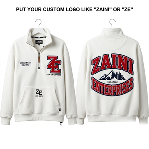Premium 240g Fleece Waterproof Breathable Men's Autumn Pullover <b>Jacket</b> White Custom Embossed Logo Quarter Zip - Product Image 1