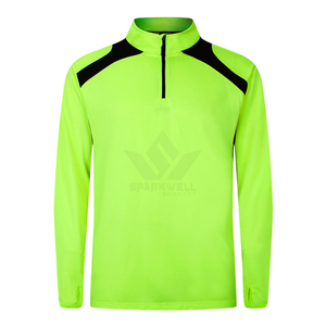 Maillot de football bleu pour homme, manches longues, col montant, anti-humidité, séchage rapide, polyester, personnalisable pour l'entraînement en équipe - Product Image 3