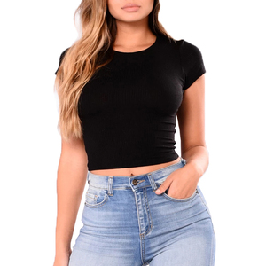 Custom Women Crop Top T Shirts Breathable Cotton Casual Summer Wear Ladies Streetwear Supplier Pakistan Apparel Manufacturer - Product Image 1